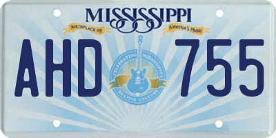 MS license plate AHD755