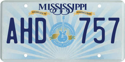 MS license plate AHD757
