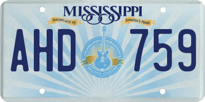 MS license plate AHD759