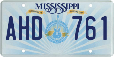 MS license plate AHD761