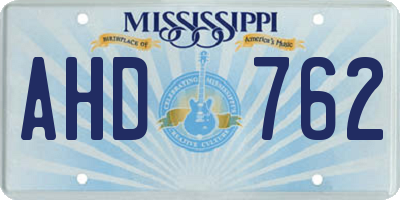 MS license plate AHD762