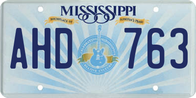 MS license plate AHD763