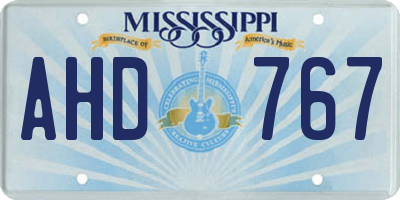 MS license plate AHD767
