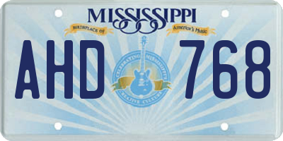 MS license plate AHD768