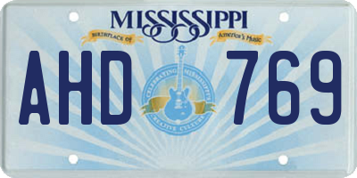 MS license plate AHD769
