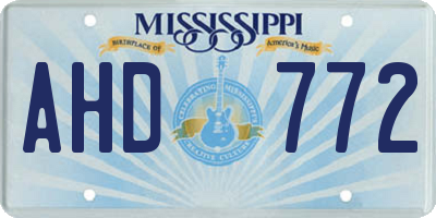 MS license plate AHD772