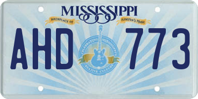MS license plate AHD773