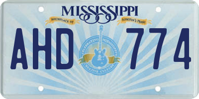 MS license plate AHD774