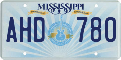 MS license plate AHD780