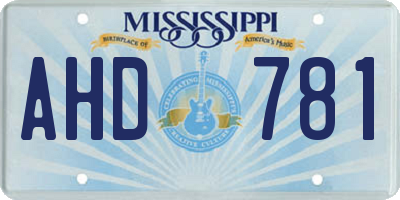 MS license plate AHD781