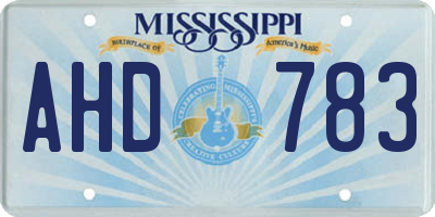 MS license plate AHD783