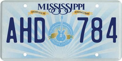 MS license plate AHD784