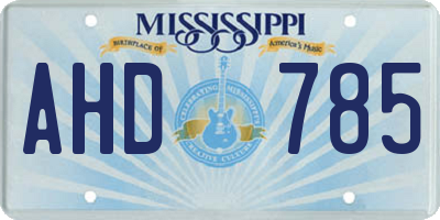 MS license plate AHD785