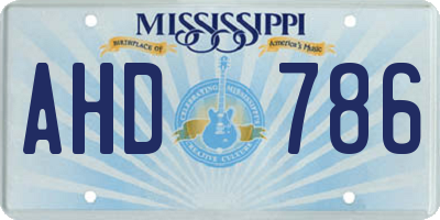 MS license plate AHD786