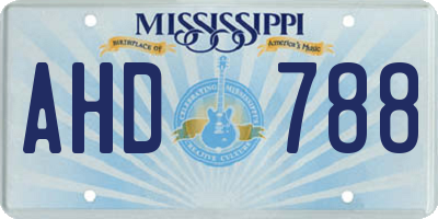 MS license plate AHD788