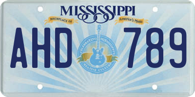 MS license plate AHD789