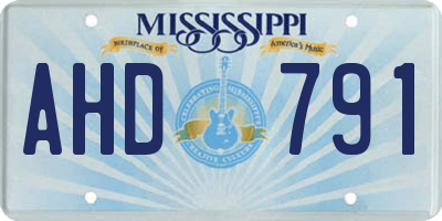 MS license plate AHD791