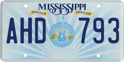 MS license plate AHD793