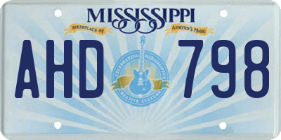 MS license plate AHD798