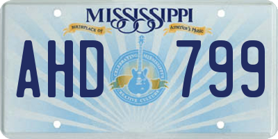 MS license plate AHD799