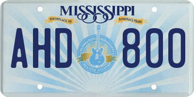 MS license plate AHD800