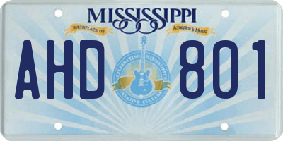 MS license plate AHD801