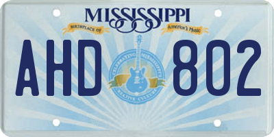 MS license plate AHD802
