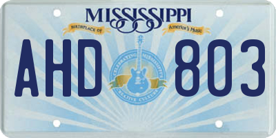 MS license plate AHD803