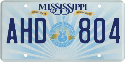 MS license plate AHD804