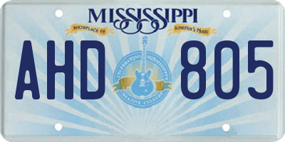 MS license plate AHD805