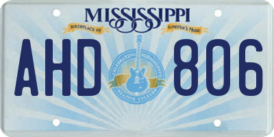 MS license plate AHD806
