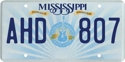 MS license plate AHD807