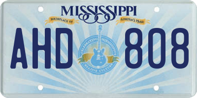 MS license plate AHD808