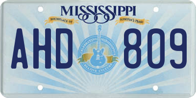 MS license plate AHD809