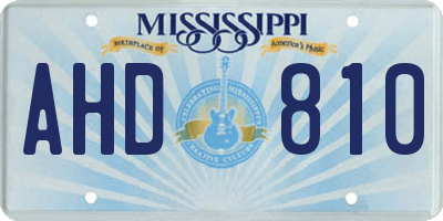 MS license plate AHD810