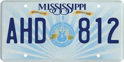 MS license plate AHD812
