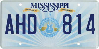 MS license plate AHD814