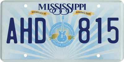 MS license plate AHD815