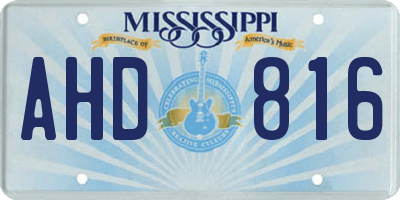 MS license plate AHD816