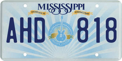 MS license plate AHD818