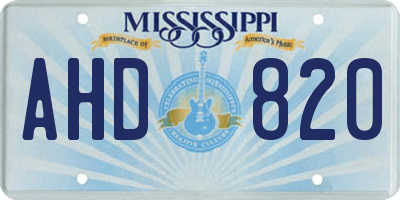 MS license plate AHD820