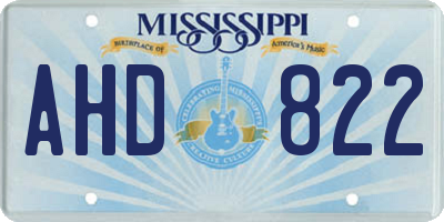 MS license plate AHD822