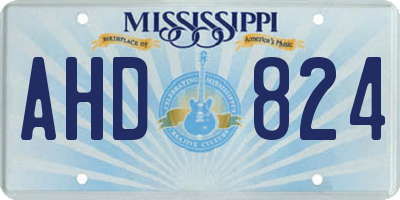 MS license plate AHD824