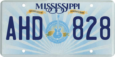 MS license plate AHD828