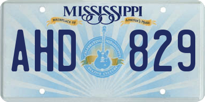 MS license plate AHD829