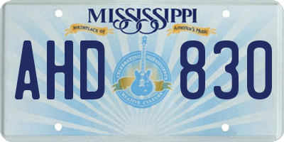 MS license plate AHD830