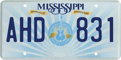 MS license plate AHD831