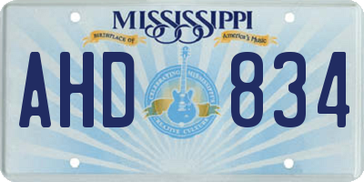 MS license plate AHD834