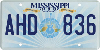 MS license plate AHD836