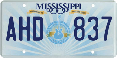 MS license plate AHD837